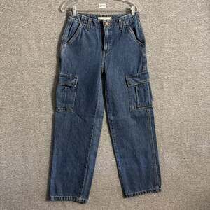 Levi's Women's Size 25/32 Blue Cotton 94 Baggy Straight Leg Cargo Jeans
